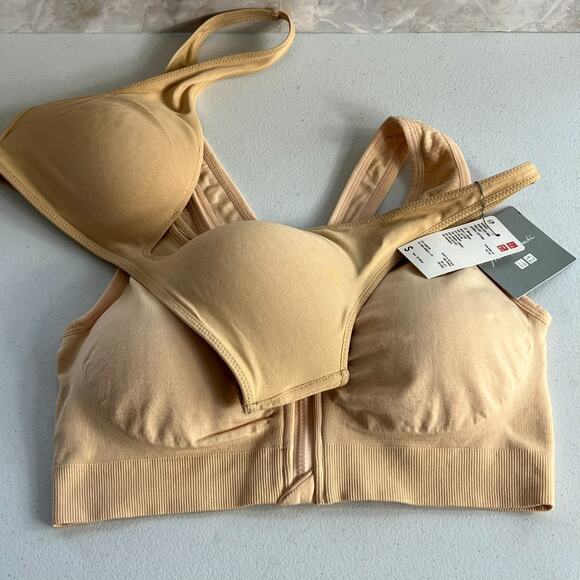 1 Uniqlo Womens Wireless Relax Bra Bust 33-35" & Sports Bra Small Beige - Picture 2 of 6